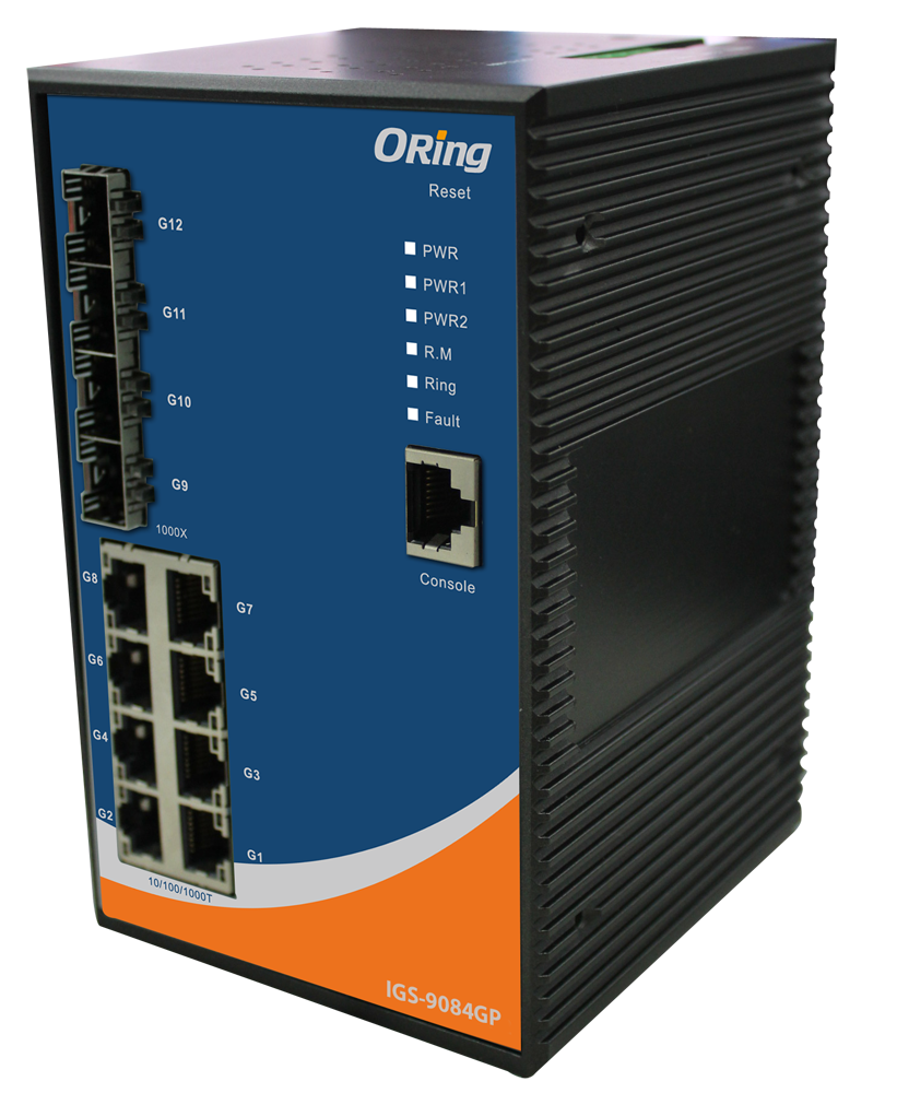 ORING-IGS-9084GP ORing Industrial Networking Corp. IGS-9084GP ORing GigE 8x 10/100/1000TX + 4x SFP Managed Industrial Switch